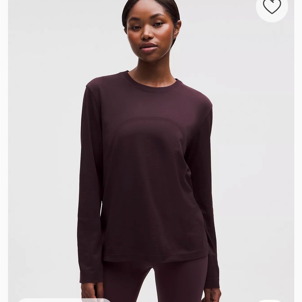 lululemon athletica relaxed swiftly long sleeve shirt in black plum